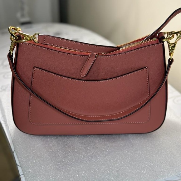 Brand New Laure Ralph Lauren Crosshatch Leather Medium Danni Bag Pink NWOT - Picture 6 of 7